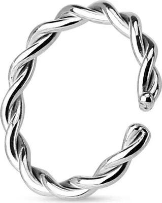 Produktbild von viva-adorno 0,8 x 8mm Nasenpiercing Nasenring Septum Helix Fake Piercing Septum Ring geflochten gedreht Chirurgenstahl Z517,silber