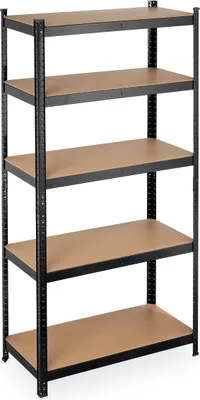 Immagine prodotto di Scaffale per carichi pesanti Relaxdays, portata 875 kg, 5 ripiani, da assemblare, cantina, garage, acciaio, L x P x A: 180 x 90 x 45 cm, nero