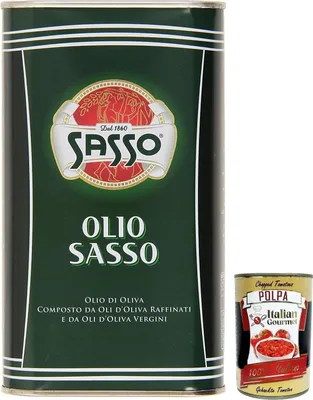 Produktbild von Sasso Olio Extra vergine D'oliva Natives Olive Olivenöl 1 Lt 100% Italienisch, Extra virgin oil + Italian Gourmet polpa 400g