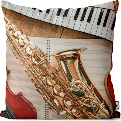 Produktbild von VOID Geige Saxophon Gitarre Kissenbezug Kissenhülle Sofakissen Kissen Deko Outdoor-Kissen Dekokissen