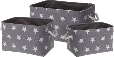 Immagine prodotto di Cestini decorativi STARS, 3 pezzi, grigio