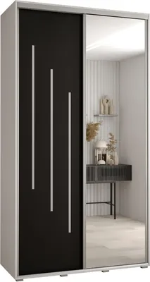 Produktbild von MEBLE KRYSPOL Davos 9 Schrank, zwei Türen - 235,2x140x45 cm - Weiß Schwarz Silber