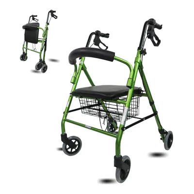 Immagine prodotto di Clinicalfy Rollator pieghevole Deambulatore Freni a mano pieghevoli 4 ruote Telaio pieghevole Sedile e schienale Turia