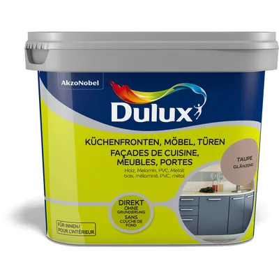 Produktbild von Dulux Fresh up Küchenfronten, Möbel, Türen glänzend, Fertig gemischt, Tür, Möbel, Fenster, Glänzende Oberfläche, Taupe, Badezimmer, Schlafzimmer, Kinderzimmer, Esszimmer, Flur, Homeoffice, Küche, Wohnzimmer, 12 m²/L