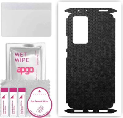 Produktbild von apgo Rückseite + Seiten Schutzfolie, Skin, kompatibel mit Xiaomi 12 Pro, Hinten Displayschutzfolie aus Vinylfolie, kratzfest, einfache Montage - Schwarze Honigwabe