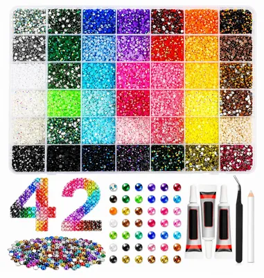 32000 Strasssteine 3 mm, 42 Farben, Set mit Kleber & Werkzeug