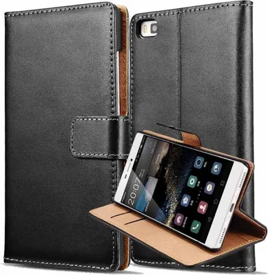 Produktbild von Schutzhülle Handytasche (Flip Quer) Wallet für Handy Huawei P8 Schwarz