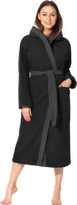 Produktbild von Ladeheid Damen Frottee Bademantel aus 100% Baumwolle LA40-191 (Schwarz-30/Dunkelgrau-12, S)