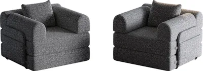 Two identical gray upholstered chairs are shown against a white background.