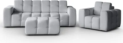 Produktbild von BEAUTYSOFA Couchgarnitur BONA - Modernes Sofa & Sessel & Hocker - Hellgrau (Raven06)