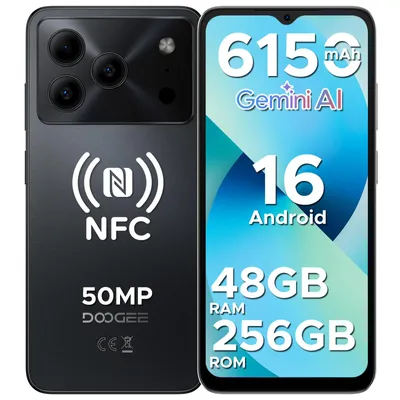 Produktbild von DOOGEE Note56 Plus Smartphone Handy, Android 16, 6,56" 90Hz, 6150mAh Akku, 48GB+256GB, 4G, 50MP, NFC, Fingerabdruck, Gesichtserkennung, ohne Vertrag
