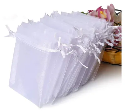 Produktbild von Organzabeutel 100 Stück, Transparente Geschenktüten Mit Kordelzug, 4 x 4,72 Cm Für Schmuck, Hochzeit Und Weihnachten