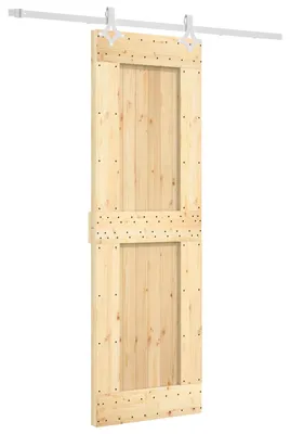 Zdjęcie produktu dla vidaXL Drzwi przesuwne w kolorze naturalnym i białym, 70 x 210 cm, z litego drewna sosnowego