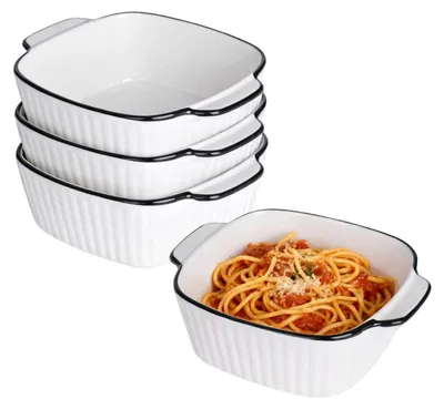 Produktbild von Keramik-Auflaufformen 4er-Set 400 ml quadratisch für Heißluftfritteuse Backofen
