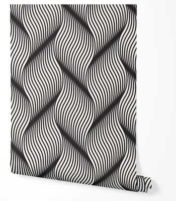 Zdjęcie produktu dla TAPETA NA ŚCIANĘ TEKSTURA 3D CZARNE LINIE FALE DO BIURO SYPIALNIA SALON 5m x 0.5m