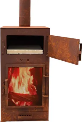 Produktbild von VIK Juno Pizzaofen Gartenkamin Original aus Stahl – Outdoor Kamin & Holzofen mit Pizzastein, Schornstein und Tür, Terrassenofen / Pizzaofen für Garten
