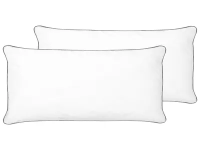 Obrázok produktu pre BELIANI Sada 2 vankúšov biela bavlna japara 40 x 80 cm polyesterová výplň vysoký profil saténové lemovanie mäkký