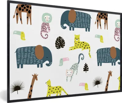 Produktbild von MuchoWow® MuchoWow® Gerahmtes Poster Tiere - Wilde Tiere - Weiß 90x60 cm - Poster mit zchwarzem Bilderrahmen - Fotorahmen - Foto-Plakat