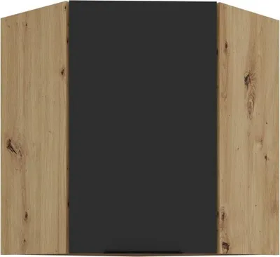 Obrázok produktu pre Horná rohová skrinka LUNARA 1 - 60x60 cm, čierna / dub artisan