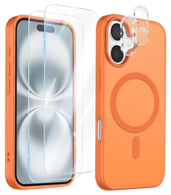 Image de Avizar, coque de protection MagSafe pour iPhone 16, avec 2 protections en verre trempé et 2 protections pour l'appareil photo, couleur vert foncé