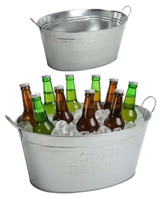 Produktbild von BURI 2x Getränkewanne mit Henkel 24 Liter - Zinkwanne wasserdicht Getränkekühler - Großer Champagner- & Sektkühler, Eiskübel, Eiseimer für Garten-Party mit Aufdruck