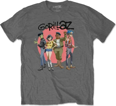 Produktbild von Gorillaz Group Circle Rise T-Shirt mit kurzen Ärmeln Charcoal Grey XL