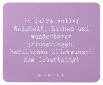 Produktbild von Mr. & Mrs. Panda Mauspad Spruch 76. Geburtstag - Lavendeltraum - Geschenk, laptop, pc, Happy Birthday, wertvolle Momente, für Großvater, Alter, Glückwunsch, Jubilar