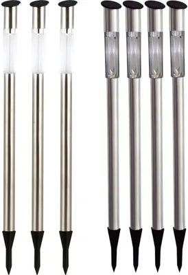 Produktbild von 7er Set LED Solar Steckleuchte, Edelstahl, Erdspieß, H 70 cm