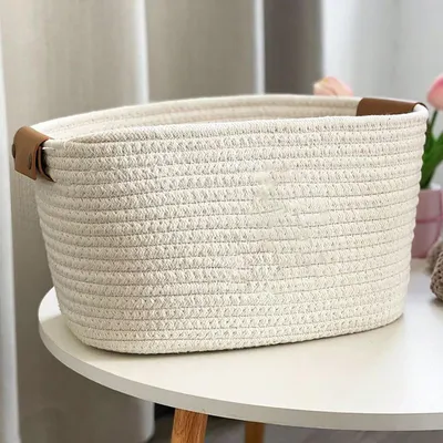 Productafbeelding van Geweven decoratieve opbergmand met handvatten