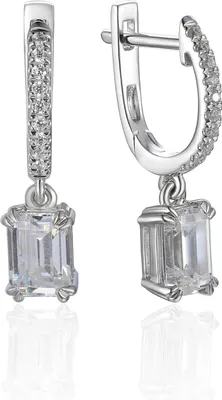 Produktbild von 585er Weißgold Ohrhänger mit Zirkonia Octagonschliff