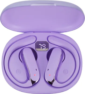 Zdjęcie produktu dla Bezprzewodowe słuchawki douszne Bluetooth 5.49 Wodoodporne słuchawki sportowe z pałąkiem na ucho i etui ładującym do ćwiczeń, biegania i jazdy na rowerze, kolor fioletowy
