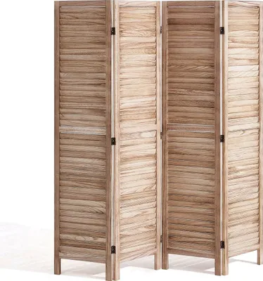 Productafbeelding van Houten roomdivider, houten privacywand, 4-delige roomscheiding