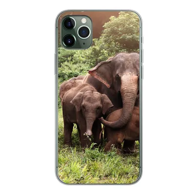 Produktbild von MuchoWow® Handyhülle Schutzhülle Hülle für iPhone 11 Pro Max Elefant - Tiere - Wald - Gras - Grün Silikon Softcase Handy Hülle - Schutz