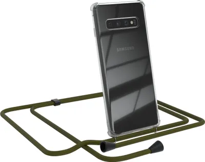 Produktbild von EAZY CASE Handykette kompatibel mit Samsung Galaxy S10, Handyhülle mit Umhängeband, Handykordel, Schutzhülle Clear, Band in Grün