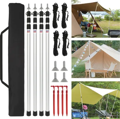Obrázek produktu pro Fiqops 4x stanové tyče stanové tyče pro stany tyčové markýzy plachtové tyče 87-234cm