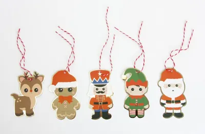 Produktbild von Geschenk-Anhänger Namenschild für Weihnachten 10 Stück 8 x 4 cm bunt