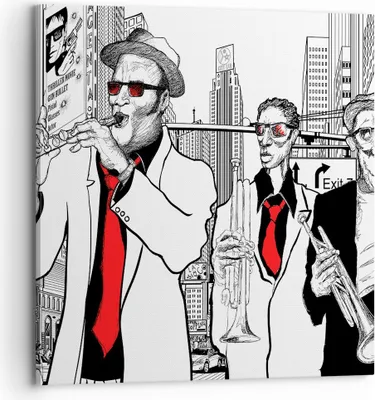 Produktbild von Bild auf Leinwand - Leinwandbild - Jazz Musik Musiker - 70x70cm - Wand Bild - Wanddeko - Wandbilder - Leinwanddruck - Bilder - Kunstdruck - Wanddekoration - Leinwand bilder - Wandkunst - AC70x70-3565