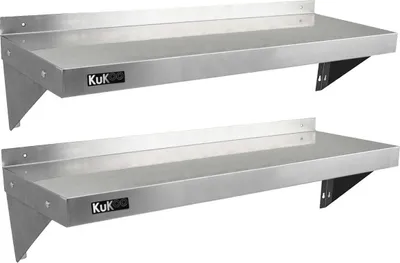Produktbild von KuKoo Gastronomie Edelstahl Wandregal Küchenregal Edelstahlregal mit Gratis 2 x Mikrofasertuch 1250mm B x 300mm T