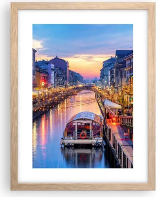 Produktbild von Gerahmtes Poster - Rahmen in heller Eiche - Kanal Grande Abend - 30x40 cm - Wand Bild - Wanddeko - Wandbilder - Wandposter - Bilderrahmen - Bilder - Kunstdruck - Wandbild - P2NPA30x40-4331