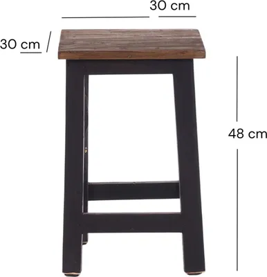 A stool with dimensions indicated by measurement lines and text.