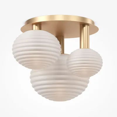 Immagine prodotto di Lampada da soffitto in metallo e vetro L: 53,5 cm in bianco oro E14 Plafoniera moderna a 3 luci
