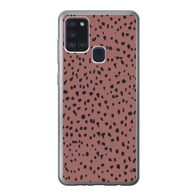 Produktbild von MuchoWow® Handyhülle Schutzhülle Hülle für Samsung Galaxy A21s Polka dots - Muster - Schwarz Silikon Softcase Handy Hülle - Hartschale