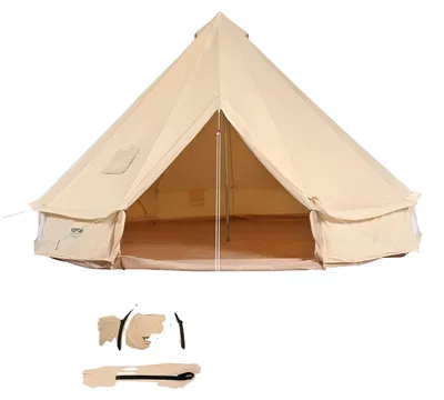 Produktbild von VEVOR Canvas Zelt, 4 Jahreszeiten 5 m/16,4 ft Glockenzelt, Canvas Zelt für Camping mit Ofenanschluss, atmungsaktives Jurtenzelt für bis zu 8 Personen, Familiencamping Outdoor Jagd Party, 4 Personen-3 m