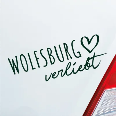 Produktbild von Auto Aufkleber Wolfsburg verliebt Herz Stadt Heimat Liebe Car 19x7 cm Dunkelgrün Sticker Heckscheibenaufkleber