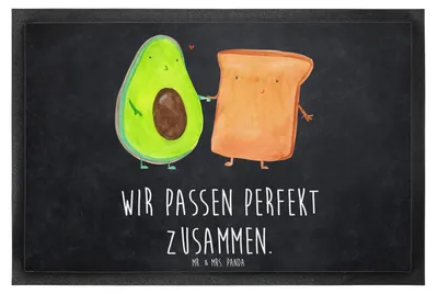 Produktbild von Mr. & Mrs. Panda Schmutzmatte Avocado Toast 60 x 90 cm - Kreidetafel - Geschenk, Bodenvorleger, Gummimatte, Freundin, Hochzeit, Liebe, Fußabtreter, fußmatte, Toastbrot