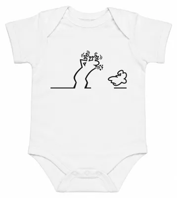 Immagine prodotto di Body per neonato, colore bianco, con stampa "Linea Strichmännchen Balum Osvaldo Kult Cartoon", taglia 6/12 mesi