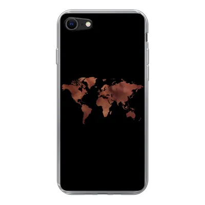 Produktbild von MuchoWow® Handyhülle Schutzhülle Hülle für iPhone SE 2022 Weltkarte - Leder - Schwarz Silikon Softcase Handy Hülle - Schutzhülle