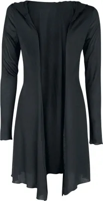 Produktbild von ForPlay Damen schwarzer langer Cardigan mit Kapuze XL