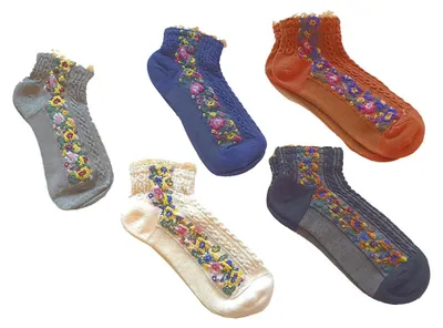 Image de Chaussettes Basses Ethniques à Motifs Floraux | Coton pour...| 35–40 EU