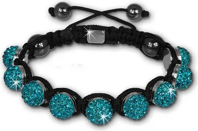 Image de Bracelet Shamballa original Sterlinx avec 9 boules turquoises scintillantes SHS90T